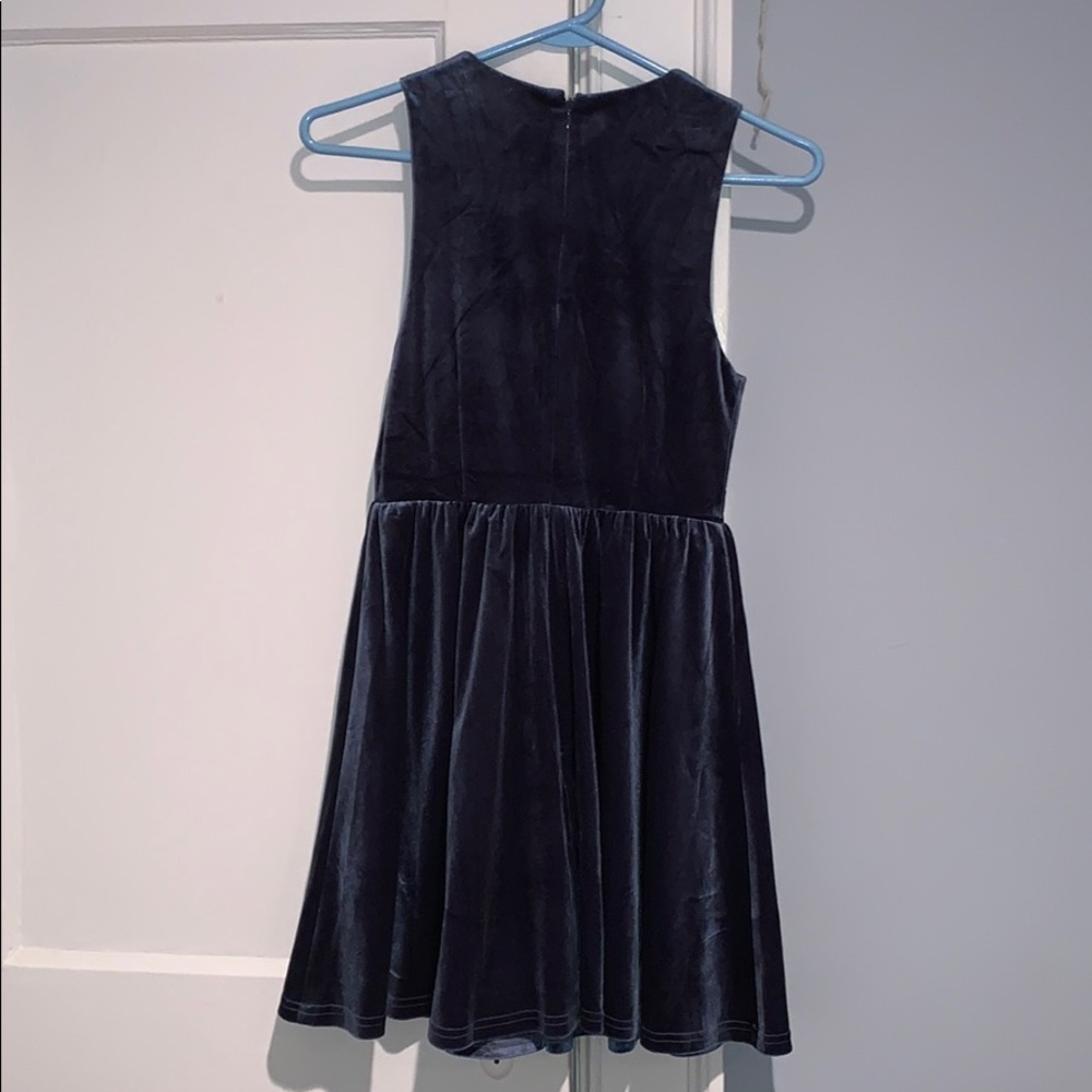 Navy Blue Velvet Dress - Picture 2 of 2